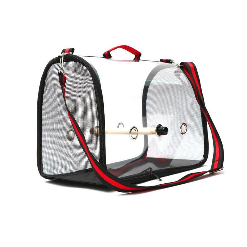Cage de Transport d&#39;oiseaux en plein air, sac de voyage pour perroquet spatial en PVC respirant, sac à dos de sortie avec perchoir: Rouge