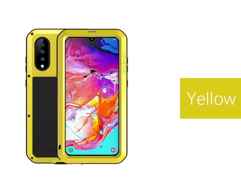 Para Samsung Galaxy A70 funda amor MEI choque a prueba de suciedad resistente al agua armadura de Metal funda de teléfono para Samsung Galaxy A70: Amarillo / Original Packaging