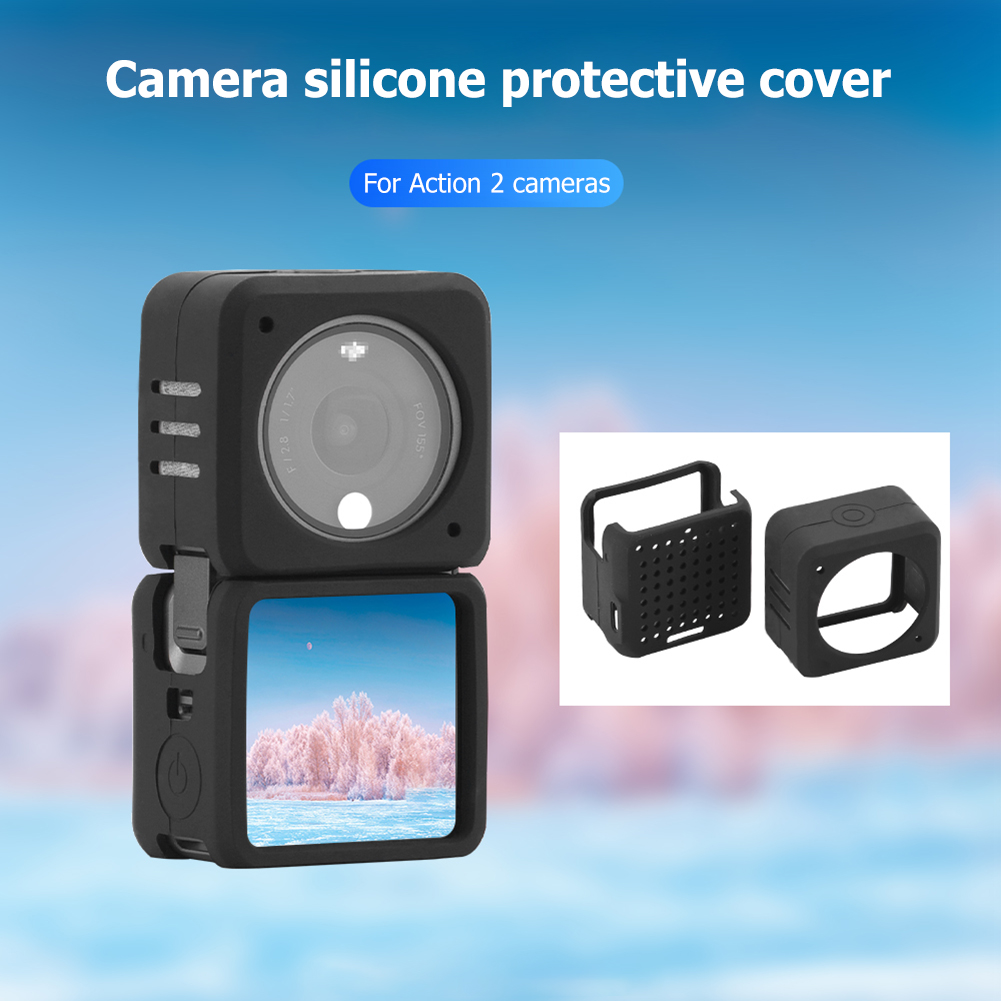 Weiche silikonhülle für dji action 2 kamera, schutzhülle aus gehärtetem glas, action 2 zubehör