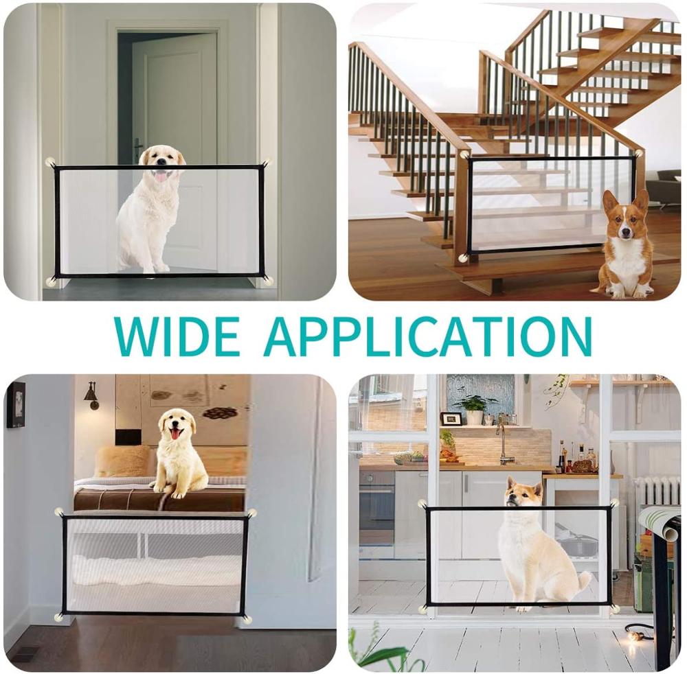 Upgrade Pet Barrier Fences Portable Folding Breathable Mesh Dog Gate