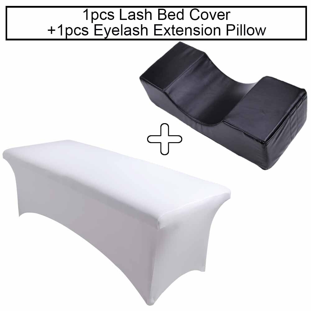 Lash Bed Eyelash Couch Cover Sheet Pillow For Extension Makeup Salon Bed Grafting Eyelashes Lash Extension Supplies: PU Set 4