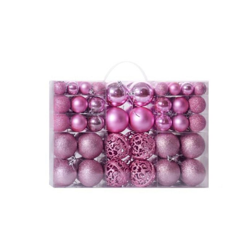 100 stuks/doos kerstbal boxset beschikbaar kerstboomversiering: Roze