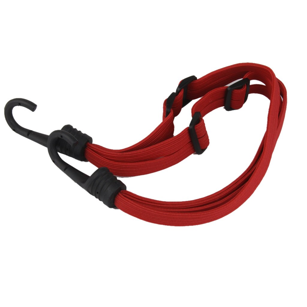 Red Adjustable Motorcycle Bike Cargo Luggage Helmet Holder Rope Strap + Hooks