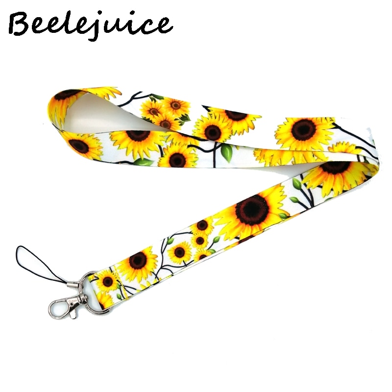 Girassóis flores pescoço cinta cordão chaveiro do telefone móvel pulseira id crachá titular chaveiro chaveiro acessórios cosplay presentes