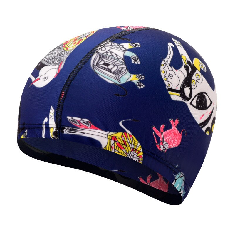Gorro impermeable para natación para niños y bebés, gorros elásticos con estampado de dibujos animados, para deportes en la piscina, para niños de 3 a 9 años: B