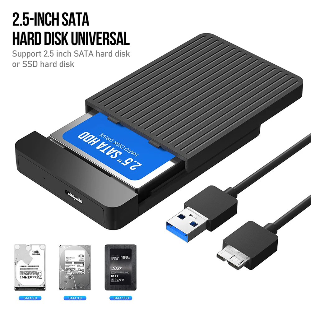 2,5 HDD/SSD-Gehäuse SATA auf USB 3.1/3.0 Adaptergehäuse 6 Gbit/s HD Externe Festplattengehäuse Box für Festplatte HDD Typ USB-C-Gehäuse