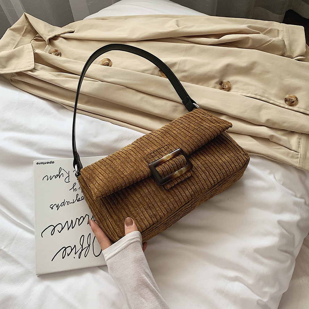 femmes velours côtelé Packs paquet avancé sacs à bandoulière couleur Pure fourre-tout Vintage voyage sac à main sac à main directe