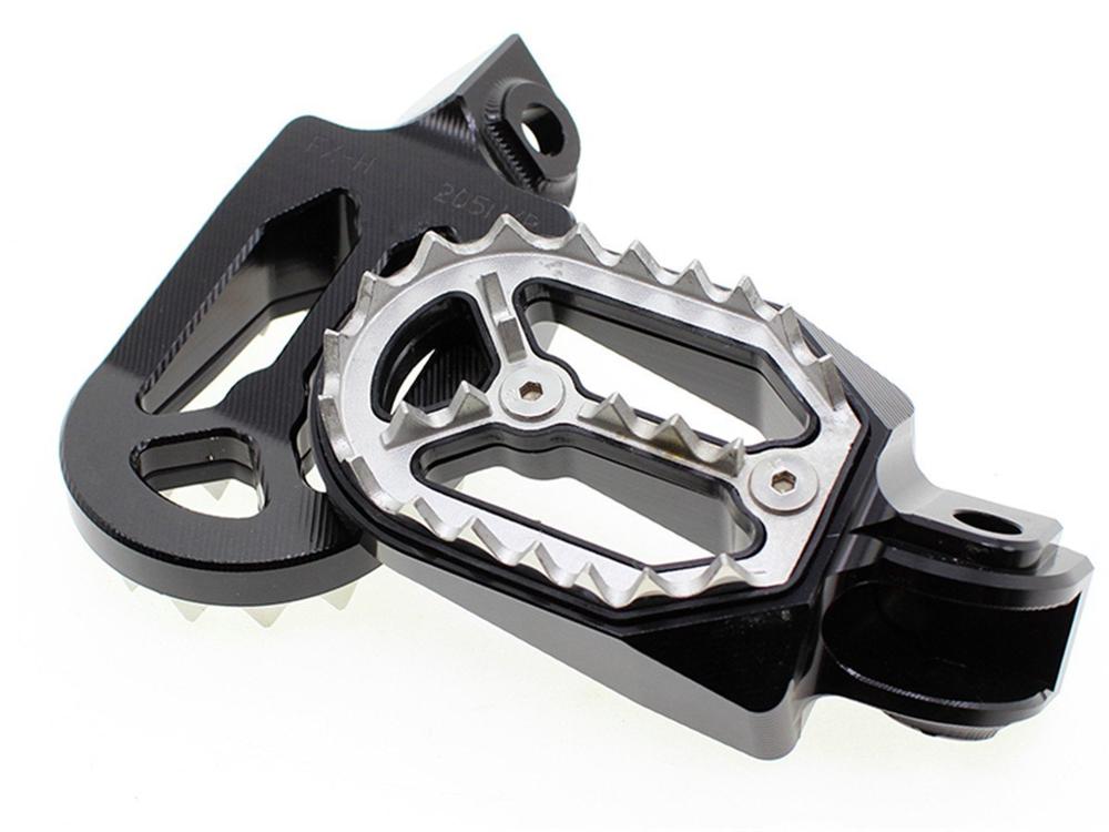 CNC MX Aluminium Crossmotor Pit Motorcross Voetsteun Voetsteunen Pedaal Footpeg Voor Husqvarna KTM 85cc-530cc Alle 2005- Voetsteunen: Black