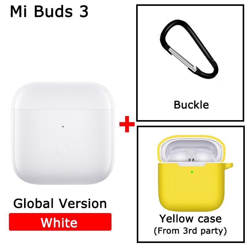 Xiaomi Redmi Buds 3 TWS bezprzewodowe słuchawki Bluetooth podwójny mikrofon QCC 3040 Chip IP54 wodoodporne słuchawki redukcja szumów słuchawki douszne: white GL yellow case