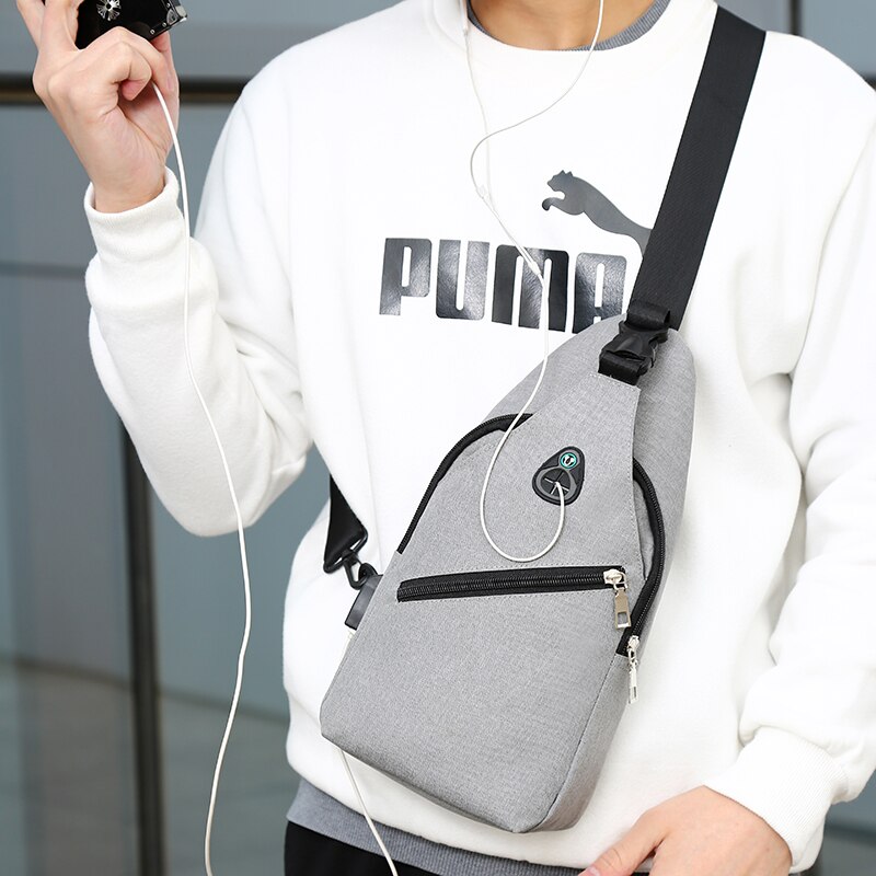 multifunction men Chest Bag Headphone cross body bags Men Single Over Shoulder Bag Men bagpack bandolera hombre