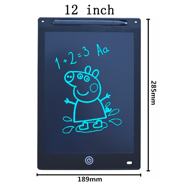 12 inch Portable Smart LCD Writing Tablet Electronic Notepad Drawing Graphics Handwriting Pad Board ultra-thin Board: black