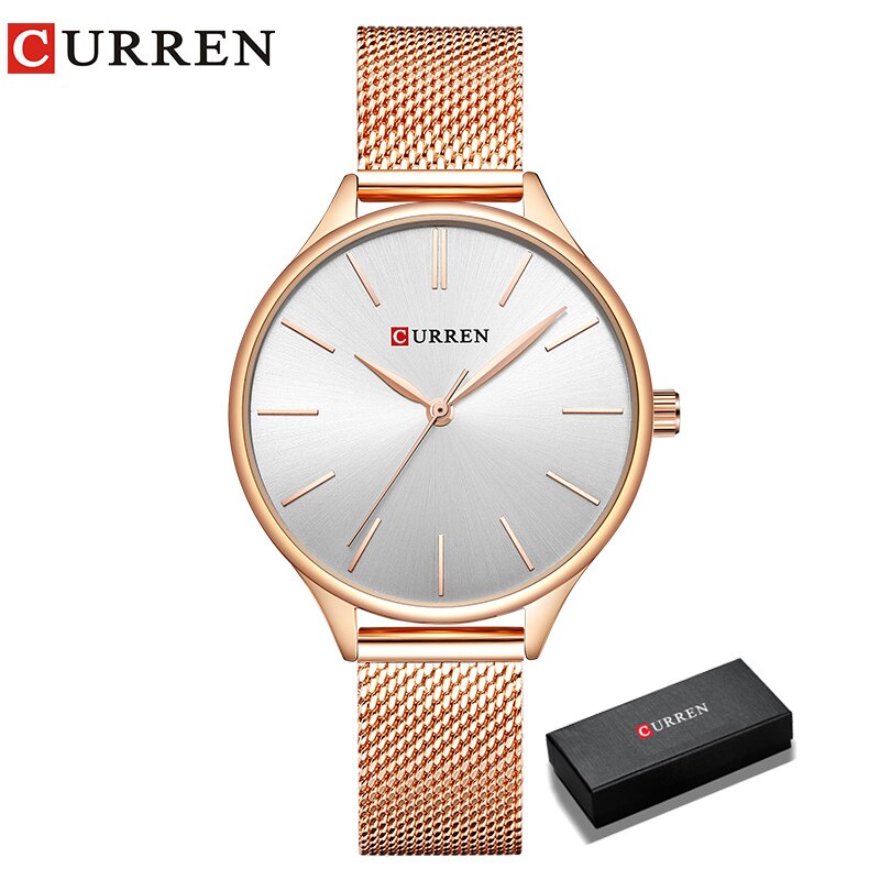 CURREN – montre-Bracelet à Quartz pour femmes, tendance, Style Simple, ,: rose white box