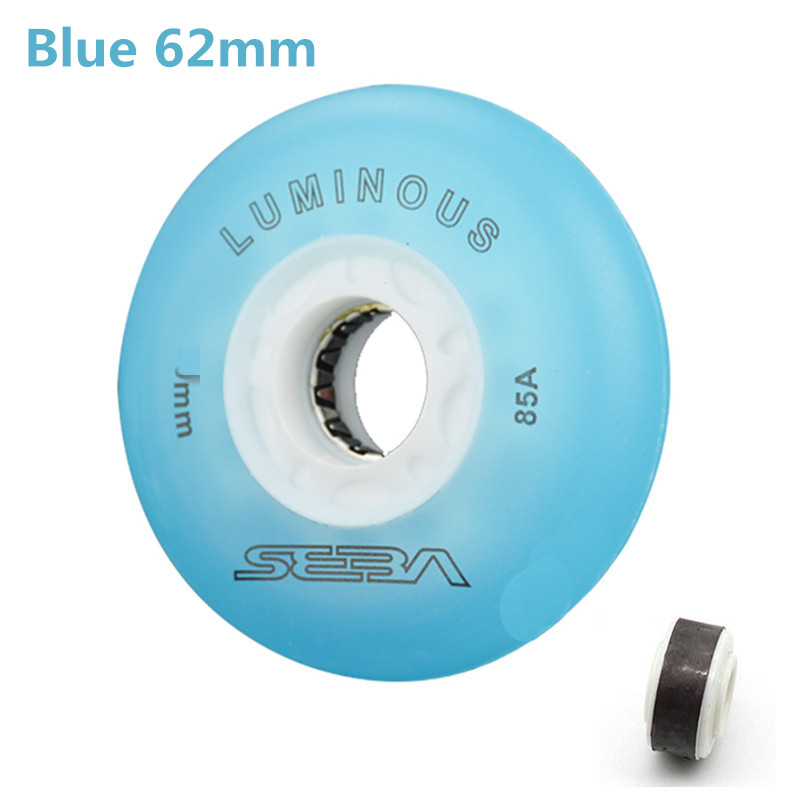 4 stks 85A 62mm 64mm 68mm 70mm 72mm 76mm 80mm Lichtgevende LED Glans Roller Wiel voor Kinderen Volwassenen Schaatsen Patines met Magnetische Kern: green