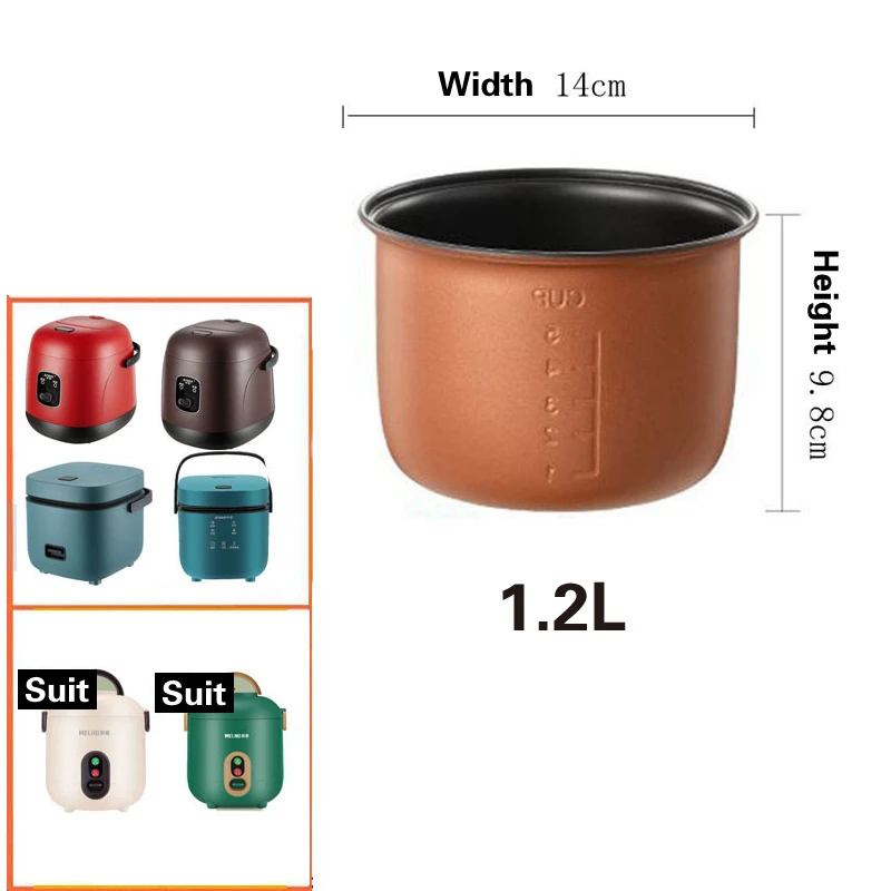 Mini olla arrocera eléctrica para el coche, revestimiento para cocinar arroz, accesorios universales, 1,2 L-4L: Verde claro