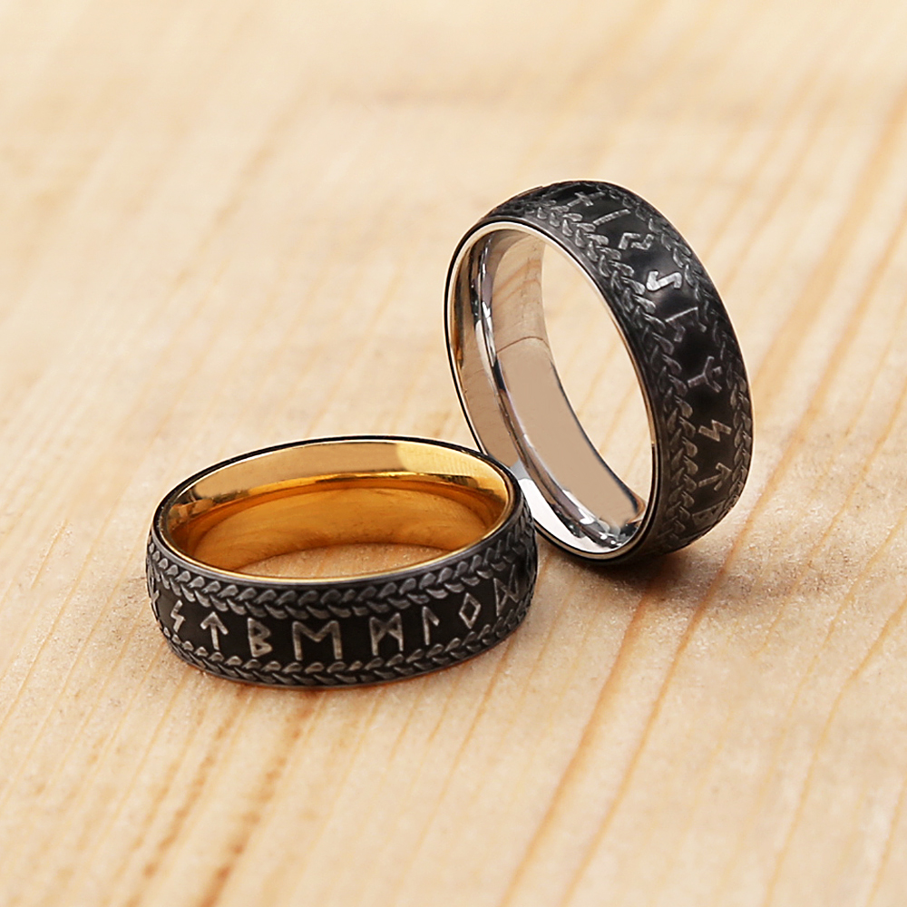 de anillos de runas vikingas Vintage a la para hombres y mujeres, anillo de acero inoxidable a la , amuleto para parejas, de joyería al por mayor