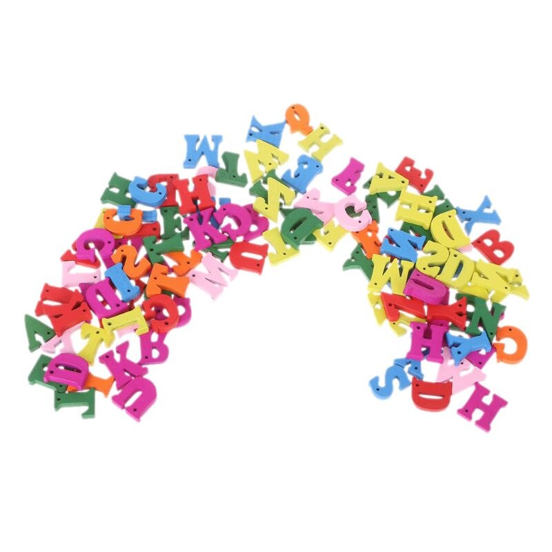 100Pcs Houten Letter Alfabet Woord Carft Diy Decoratie Knop Kid Onderwijs Speelgoed XX9E