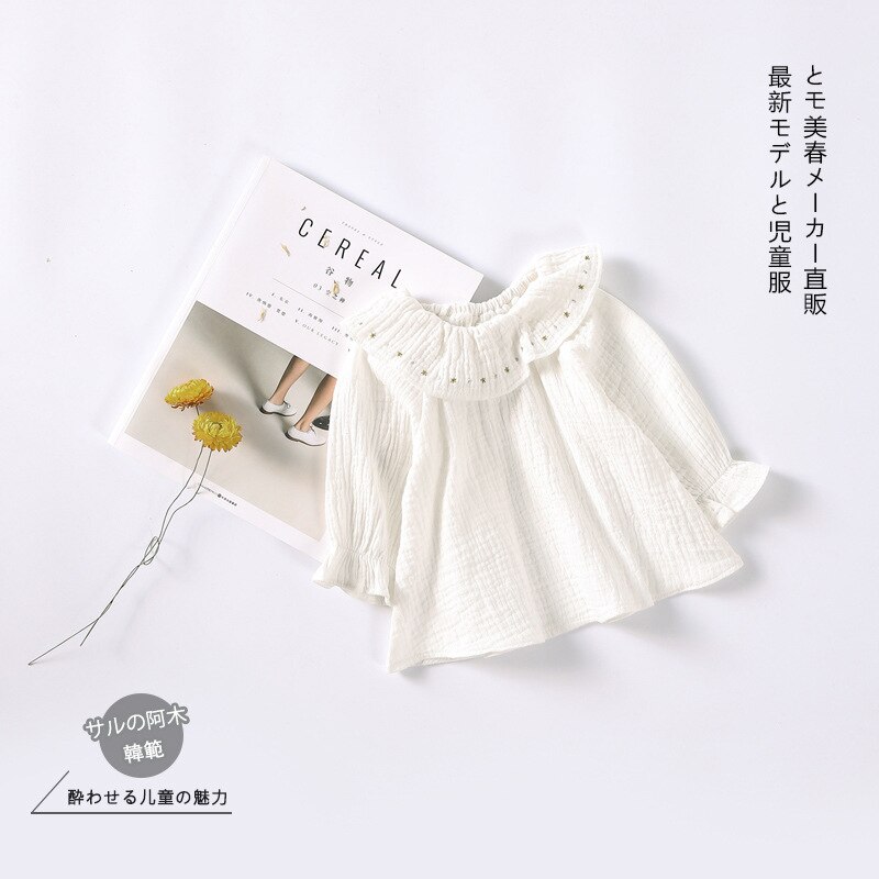 Spring and Autumn Baby Shirt Baby Cotton Shirt girls blouses white color shirt toddler