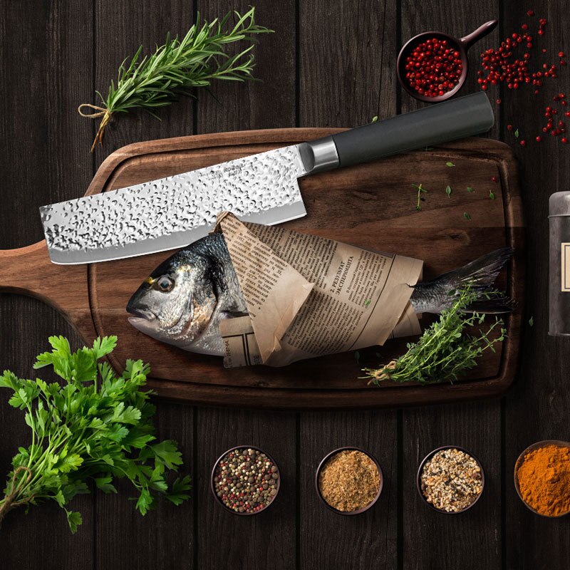 Kockkniv kökskniv stål 7 tum kinesisk stil köttklyver frukt grönsak non-stick  x50 cr 15 kniv i rostfritt stål