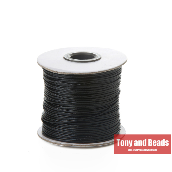 Woskowany sznurek bawełniany 1MM sznurek sznurek pasek 100 jardów na rolkę naszyjnik liny DIY tworzenia biżuterii: czarny