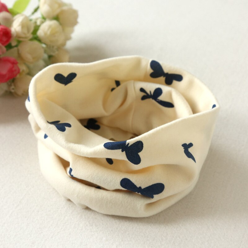 Baby Cotton Scarf Children&#39;s Autumn Winter Boys Girls Collar Neckerchief Butterfly O-Ring Round Neck Scarves: beige