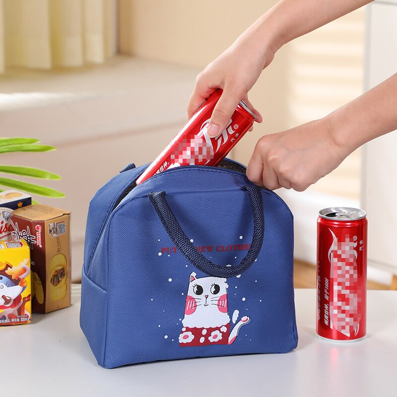 2021New Cartoon Animal Lunch Bag przenośne pudełko na Lunch torba aluminiowa torba izolacyjna płótno wodoodporna torba chłodząca Bento Tote