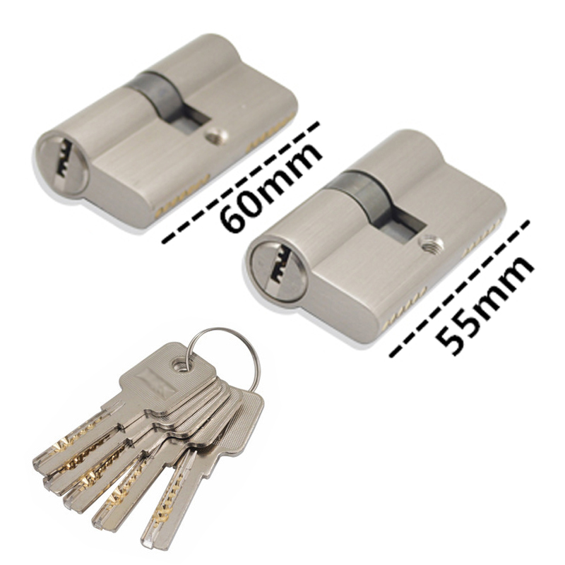 50mm 55mm 60mm European Lock Cylinder 5 keys Double Or Single Open Escape Knob Billiard lock core Brass Bedroom lock
