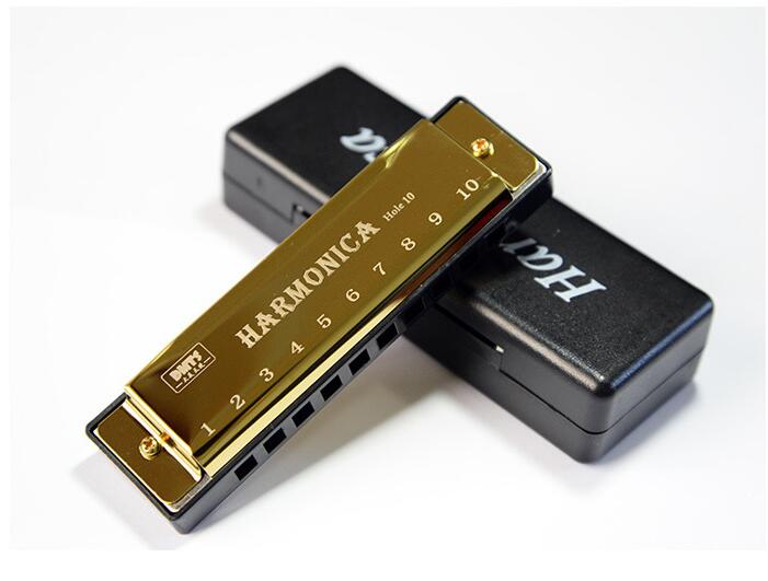 Harmonica 10 Gaten 20 Tunes Mondharmonica Blues Deluxe Harmonica, Sleutel Van C Major Voor Beginner, Volwassenen, kids , Met Case: Gold