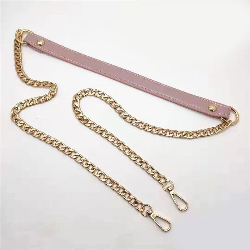 120cm saco de substituição de corrente metal + couro do plutônio saco correias para diy bolsa alças alças de ombro acessórios saco alças 2020: Rosa
