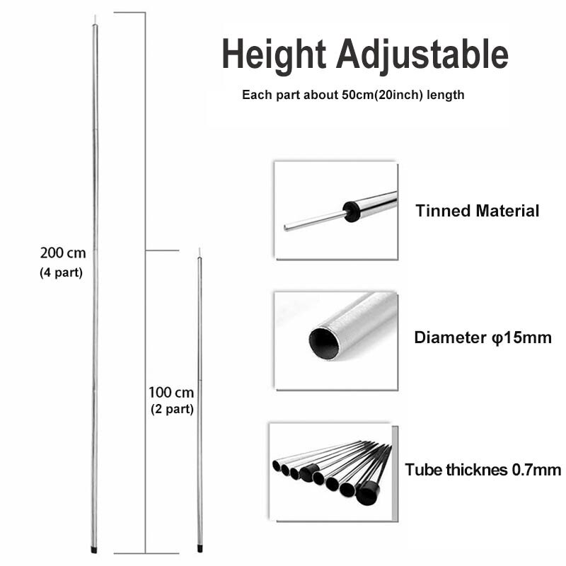 Desert &amp; Fox-varilla de refugio solar para acampar, 1 par, postes de vestíbulo, Poste de soporte de lona, accesorios de Camping, palos de 2m, 2,5 m