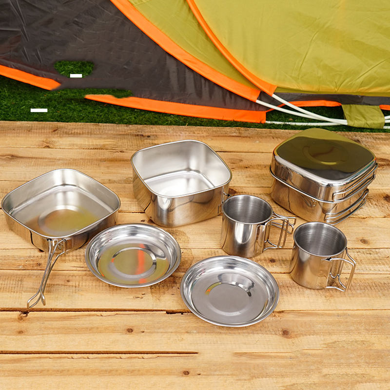 Outdoor Hiking Camping Cookware Stainless Steel Camping Equipment Cookware Kit Home Camping Panela Camping Camping Supplies