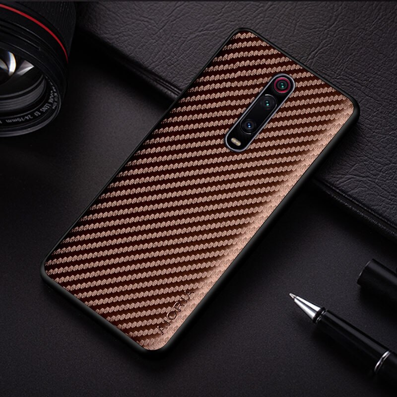 Handyhülle mit carbonfaser-textur für xiaomi redmi  mi 9t Profi, weiche rückseite, schutzhülle für xiaomi redmi  k20 Profi: Für redmi  k20 Profi / Kaffee
