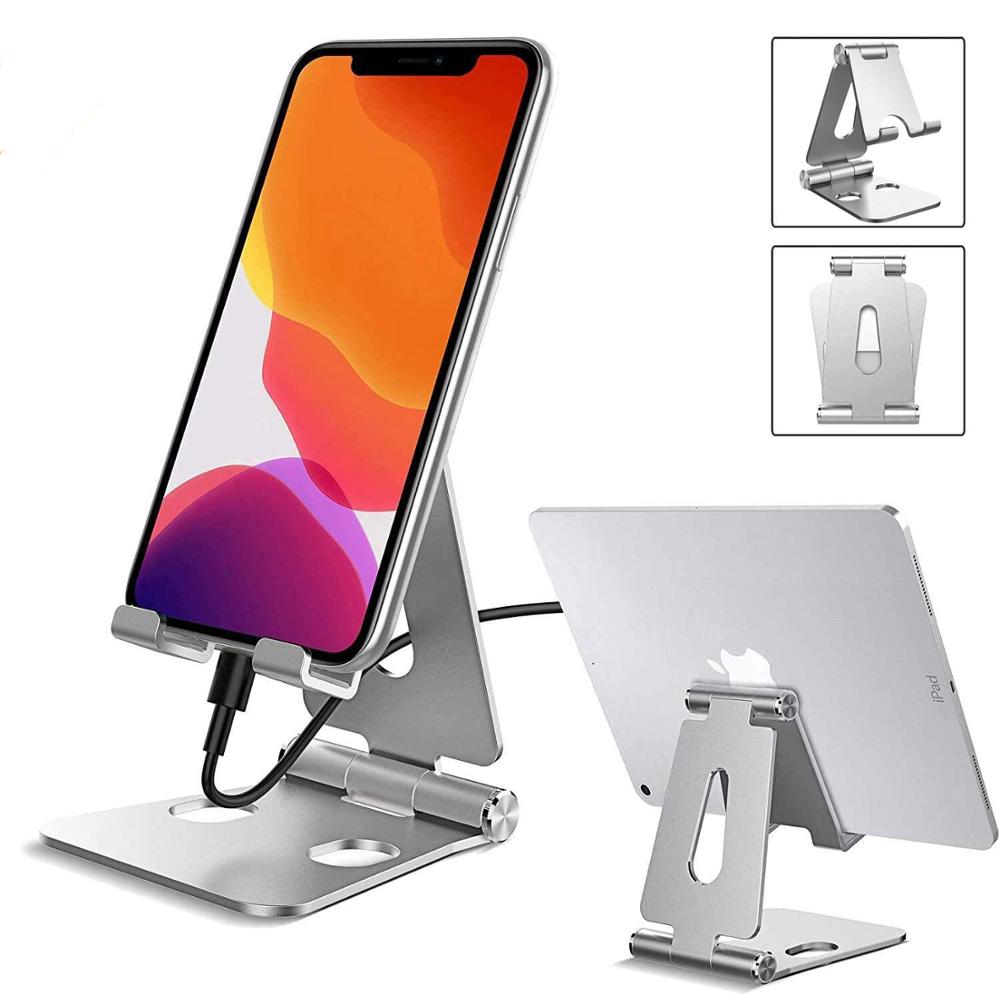 Desktop Mobiele Telefoon Houder Stand, Cradle, Dock, Telefoon & Tablet Houder, Aluminium Verstelbare Desktop Stand
