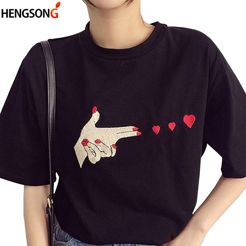 Kvinder sports skjorte finger hjerte fitness t-shirts sommer toppe t-shirts korte ærmer o-hals løbetræning træning øvelse t-shirt