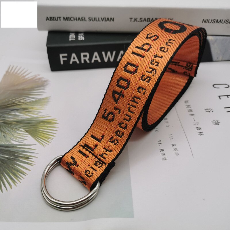 Ceinture en toile à boucle Double D unisexe, lettre punk style pour adolescent, large et longue sangle de taille, pantalon en jean pour adulte: orange