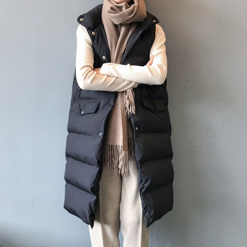 Dames donsjack winterjassen lange warme vest mandarijnkraag katoenen gewatteerd vest dames chaleco mujer vest damesjas