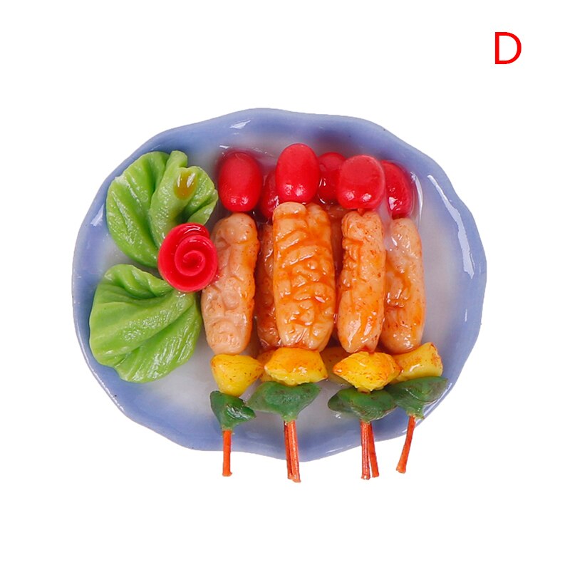 1:12 Accessori casa delle bambole In Miniatura di Simulazione Barbecue Piatto di Decorazione Piatto Mini Barbecue Kebab Vassoio: D
