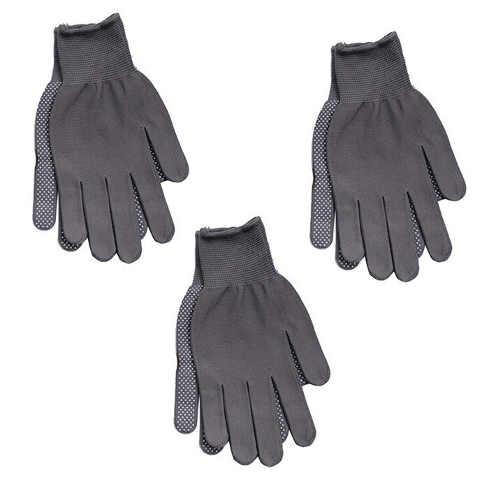 Gants de protection antidérapants revêtus en Latex, palmiers tricotés avec chaîne, gant de travail pour l'auto-sécurité, résistant à l'usure, adapté à l'escalade de roche: Grey 3 Pairs