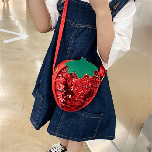 Schattige dames meisjes fruit schoudertas tote portemonnee messenger crossbody tassen handtas pailletten kindertas babymeisjes schattige handtassen