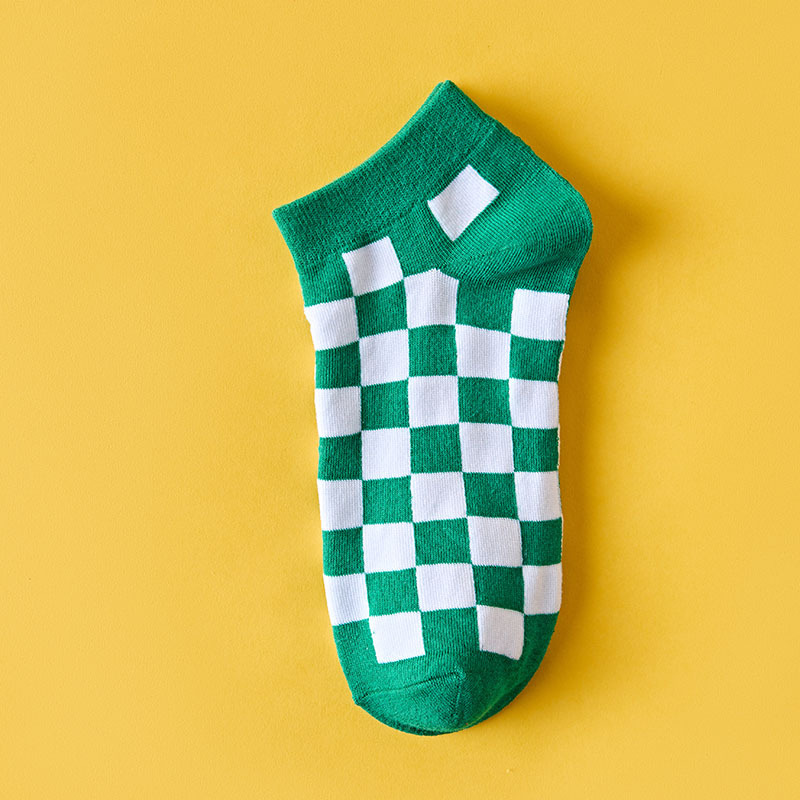 Women Socks Checkboard Harajuku Street Black White Squares Pattern Plaid Novelty Skateboard Funny Cotton Socks For Girl: Mint