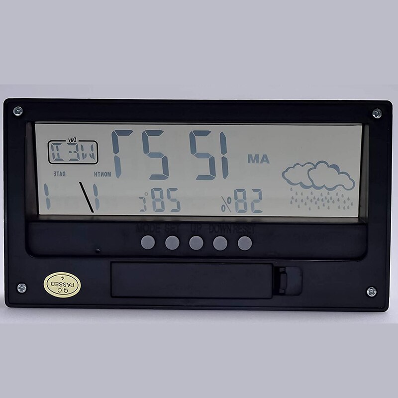 Alarm Clock with Transparent LCD Battery Operated Weather Alarm Clock Digital Clock Date Weather Temperature