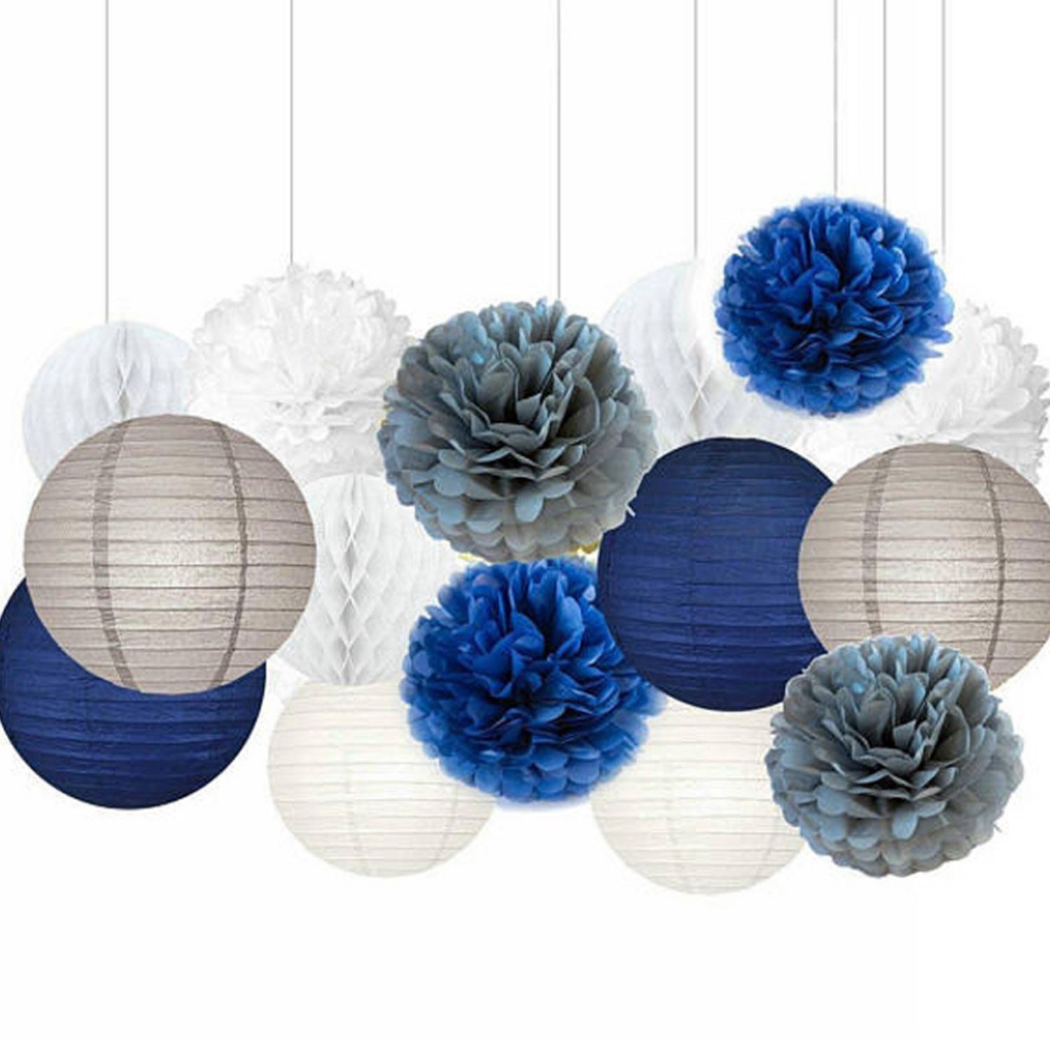 Home Store Wedding Festival Party Round Flower Shape Paper Lanterns Hanging DIY Craft Decorations Set: 3