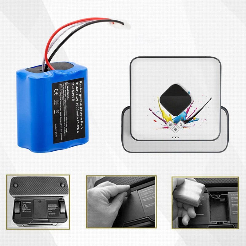 Reemplazo de batería ni-mh de 7.2v 3000 mah para limpiador de pisos irobot mint 5200 5200b irobot braava 380t