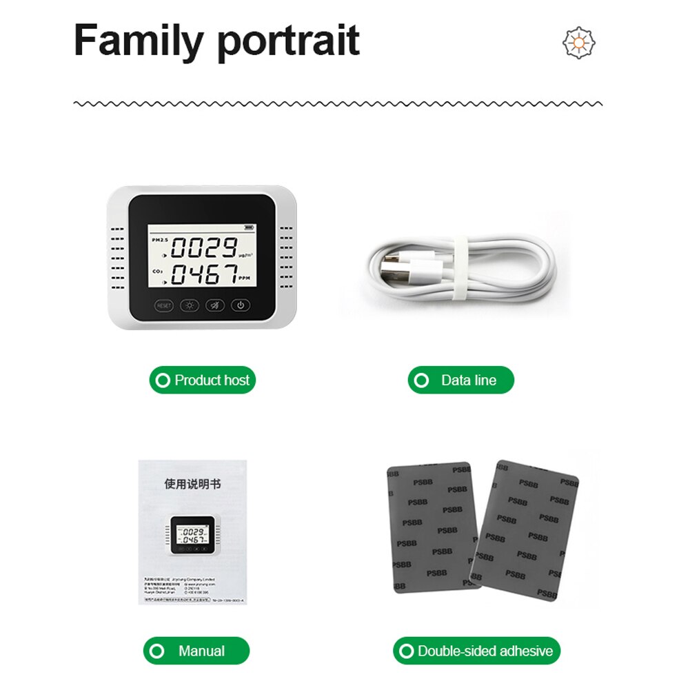 CO2 Meter Portable Digital CO2 Detector Multifunctional Formaldehyde Tester Air Monitor Air Analyzer co2 monitor
