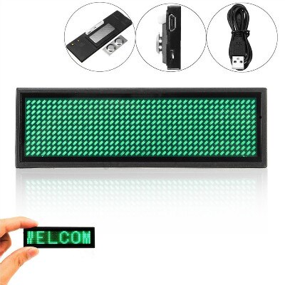 Wiederaufladbare Led Name Tag Mini LED Digital Programmierbare Wiederaufladbare Scrollen Nachricht Tag Abzeichen Zeichen Für Festival Event #290021: Green
