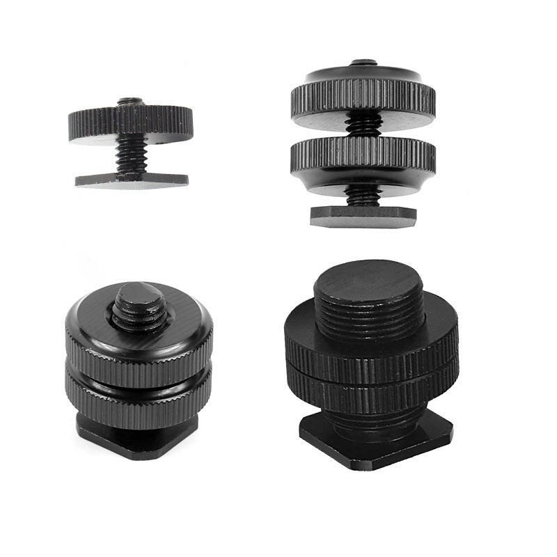 1/4" to 3/8" 5/8 Male to Female Double Layer Thread Screw Mount Adapter Tripod Plate Screw mount for Camera Flash Tripod Mic: White