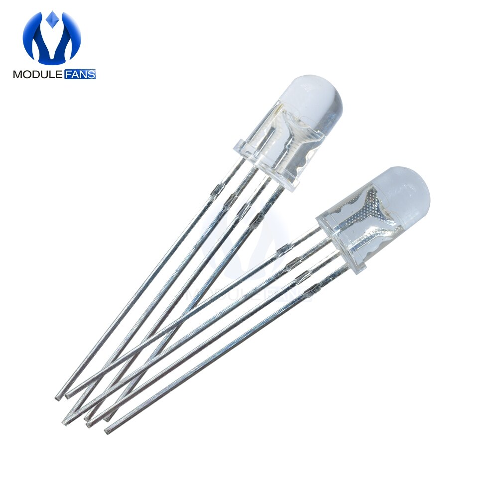 50 stk multicolor 4 pin 5mm rgb led diode lys lampe tricolor rund almindelig anode led 5 mm lysdiode