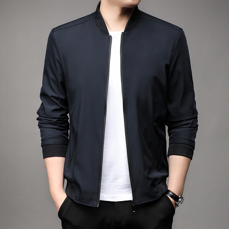 Men's High Spring Baseball Collar Business Casual Jacket Handsome Youth Coat Dad Jacket M-5XL: XL / Brown