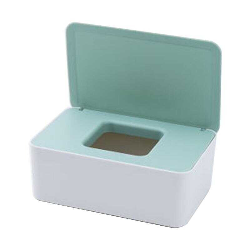 Babydoekjes Dispenser Tissue Servet Geval Houder Mond Masker Opbergdoos Drie-Layer Seal Antislip Plastic container: Light Green