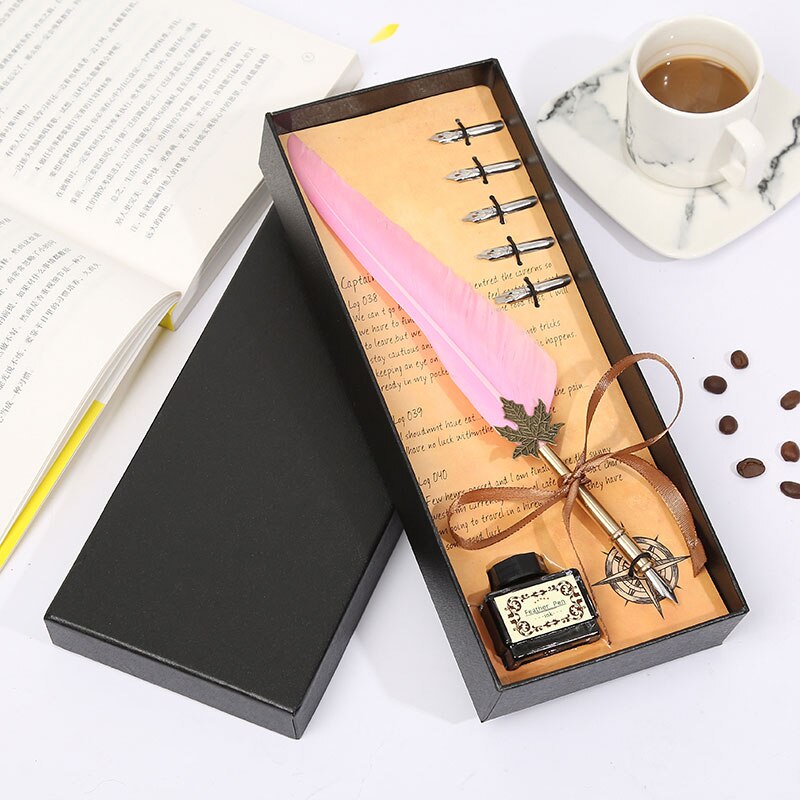 Retro Vintage Kalligrafie Veer Pen Schrijven Pen Briefpapier Geschenkdoos Bruiloft Student Briefpapier Set