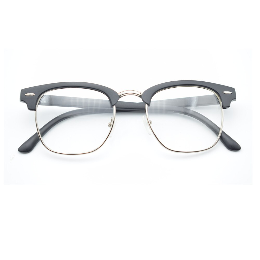 4 stilar moderna glasögon söta vintage unisex halvram tydliga linsglasögon nerd geek glasögon glasögon: Svart